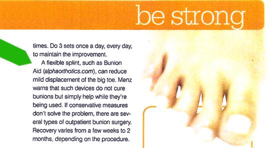 Bunion Aid® mentioned in Prevention magazine